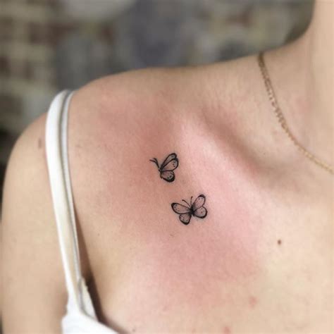 Beautiful Butterfly Collar Bone Tattoos for Women